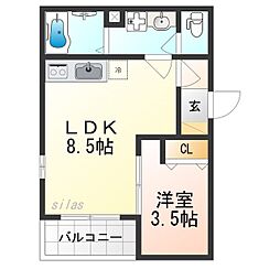 Fstyle加島1号館 1LDKの間取図画像