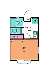リバーハイツ 1Kの間取図画像