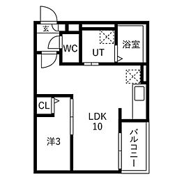東松山市幸町アパート 1LDKの間取図画像