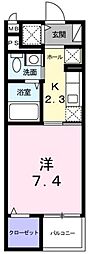 ジェントリー ワンルームの間取図画像