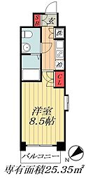 RisingPlace船橋宮本 1Kの間取図画像