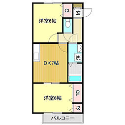 グレイス五台山 2DKの間取図画像
