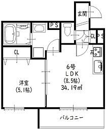 クリエオーレ八雲東 1LDKの間取図画像