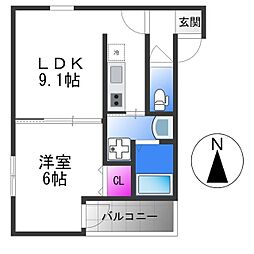 フジパレス弥刀I番館 1LDKの間取図画像