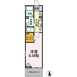 ボナール北綾瀬 1Kの間取図画像