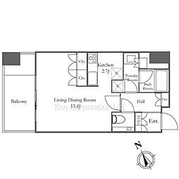 麻布台ヒルズ レジデンスB 1Kの間取図画像