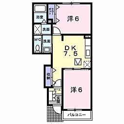 トゥインクルタウンM2 2DKの間取図画像