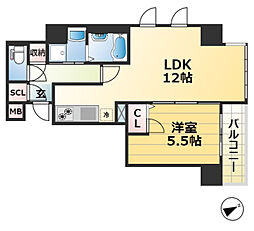 S-RESIDENCE神戸元町 5階1LDKの間取り