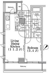ワンルーフフラット月島 7階1LDKの間取り