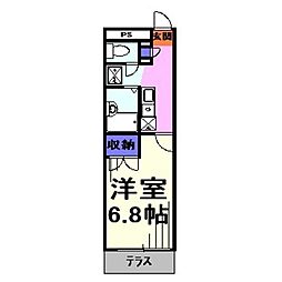 プレジールエクセラン 1Kの間取図画像