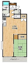シルバーグレース藤川 1LDKの間取図画像