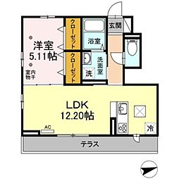 さくら郷 1階1LDKの間取り