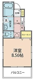 ka-naメゾン一之江 1Kの間取図画像