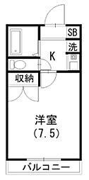 レオパレスジュネス 1Kの間取図画像