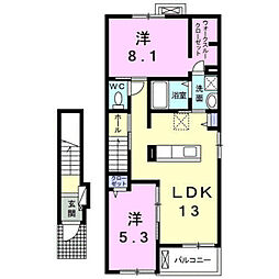 オデッセイ6 2LDKの間取図画像