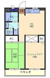 ハイツマドレ2秋初月 2DKの間取図画像