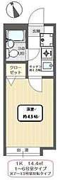 ライフガーデン西一之江 1Kの間取図画像