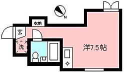 アゼリア浜田山 1階ワンルームの間取り