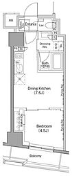 ザ・パークハビオ日本橋小伝馬町 4階1DKの間取り
