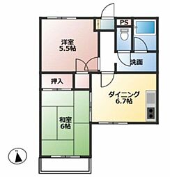 下目黒ハウス 2DKの間取図画像