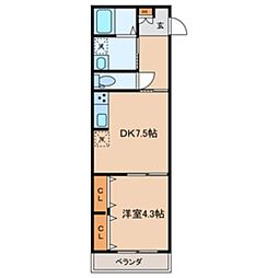 イー・ヴィレッジ常盤台 1DKの間取図画像