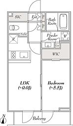 LUMIEC HONCHO EAST 2階1LDKの間取り