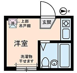ライフピア松ノ木A棟 1階ワンルームの間取り