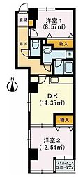 ジャネス菊水 2DKの間取図画像