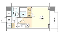エクセリア九段 2階ワンルームの間取り
