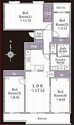 エストラーセ長池 5階4LDKの間取り