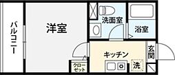 チェルシークロイスターズ 2階1Kの間取り