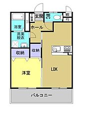 ディアコート清音 1LDKの間取図画像
