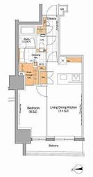 ザ・パークハビオ上野 1LDKの間取図画像