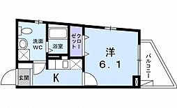 プロムナード清華 1Kの間取図画像