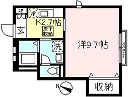 リーブ 1階1Kの間取り