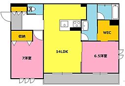 草津市野村7丁目マンション 2LDKの間取図画像