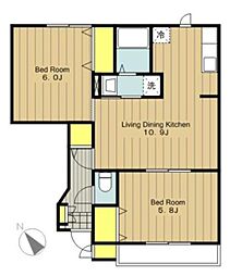 セゾン・グラシュー1 2LDKの間取図画像