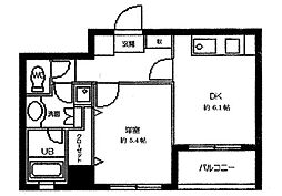 ラクラス田原町 1DKの間取図画像