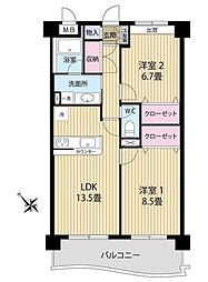 クィーンズパレス2 2LDKの間取図画像