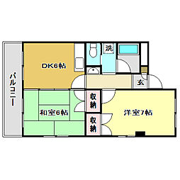 ルミネ中沢 2DKの間取図画像