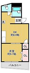 セントラルビル 1DKの間取図画像