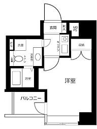 東京メトロ東西線 茅場町駅 徒歩6分の賃貸マンション 10階1Kの間取り