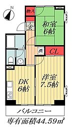 エクセル西船橋 2DKの間取図画像