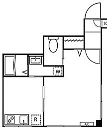 大森北ハイツII 1階1Kの間取り