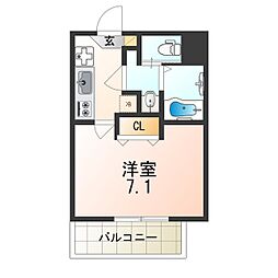 ヴェルステック塚口本町 1Kの間取図画像