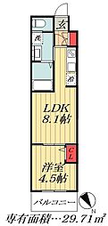 市川市平田4丁目マンション 1LDKの間取図画像