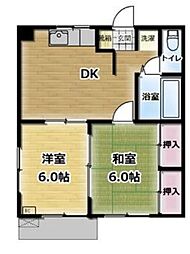サクヤパレス唐木田 2DKの間取図画像