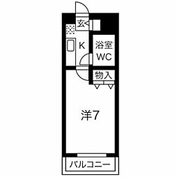 クリスタルマンション 1Kの間取図画像