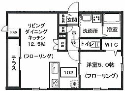 メゾンブラッシュ代々木上原 1LDKの間取図画像
