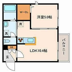 ドムス北沢 1LDKの間取図画像